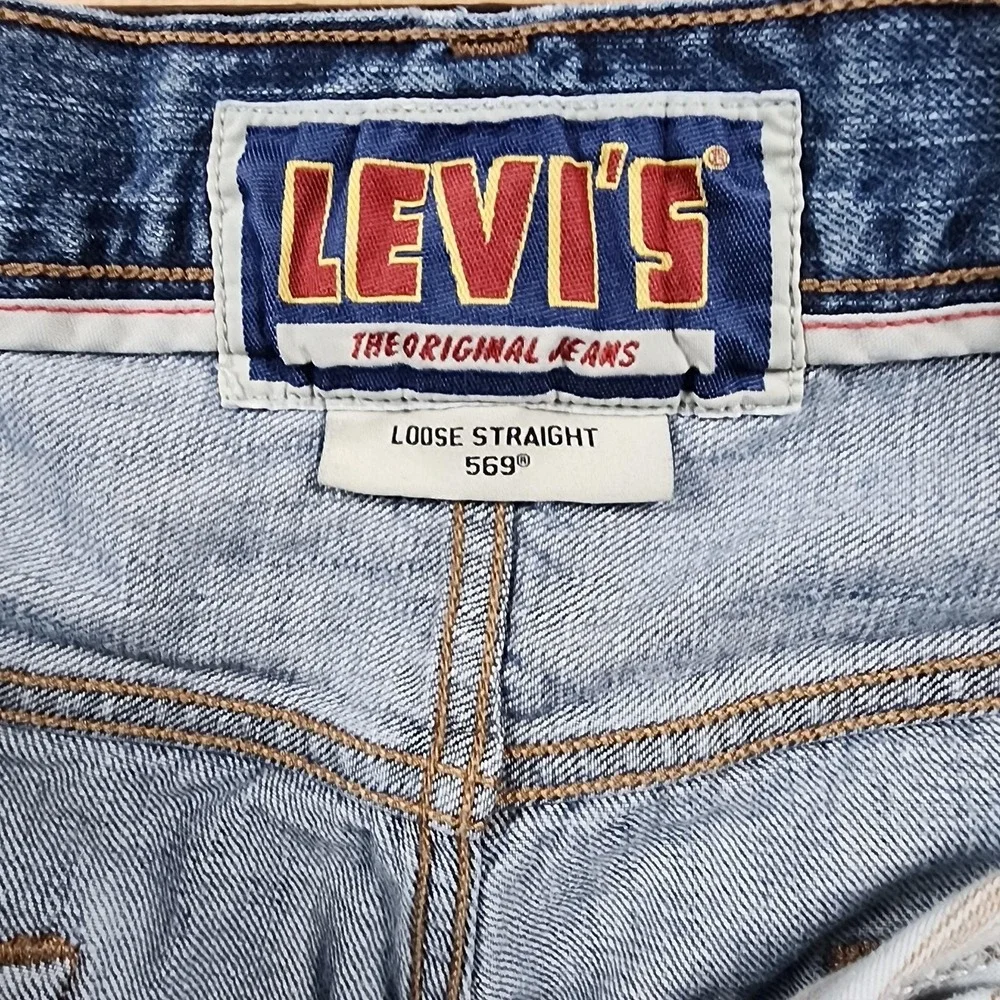 Levis 569 Jeans Mens 38x30 (Fits 36x29) Medium Wash Relaxed Straight Fit Denim